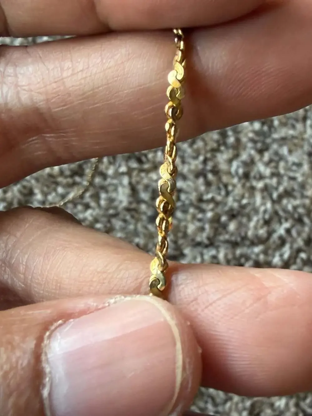 Vintage Italian 925 Sterling Silver Gold Vermeil Twisted Link Chain Necklace